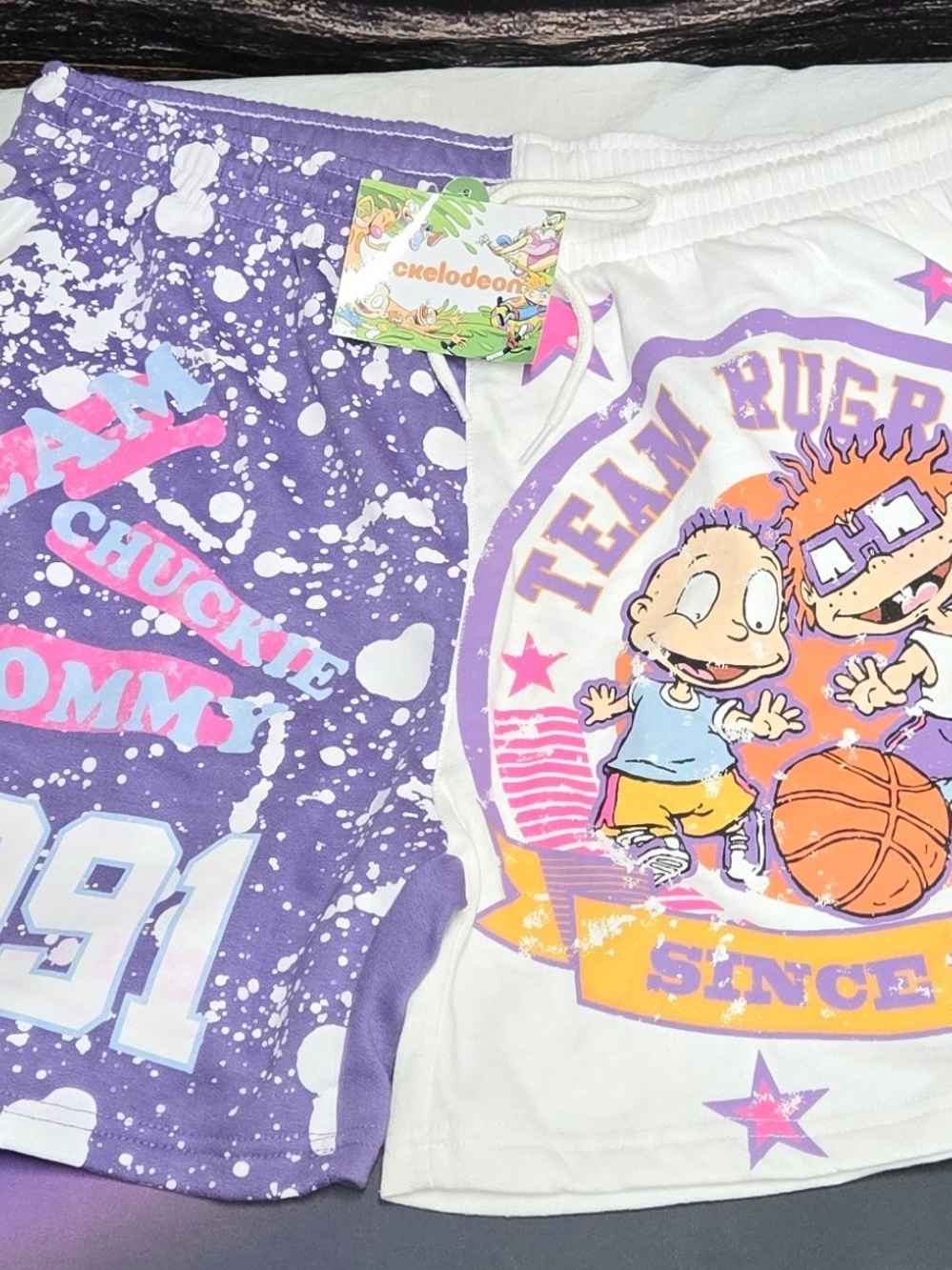 Nickelodeon Rugrats Purple, White & Pink Kids Shorts - Team Rugrats Graphic